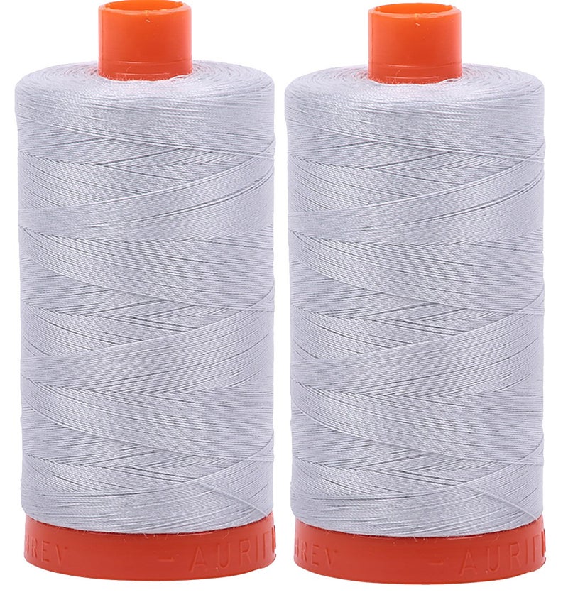 Aurifil Mako 50wt Thread 2 Large Spools: Dove 2600 Color